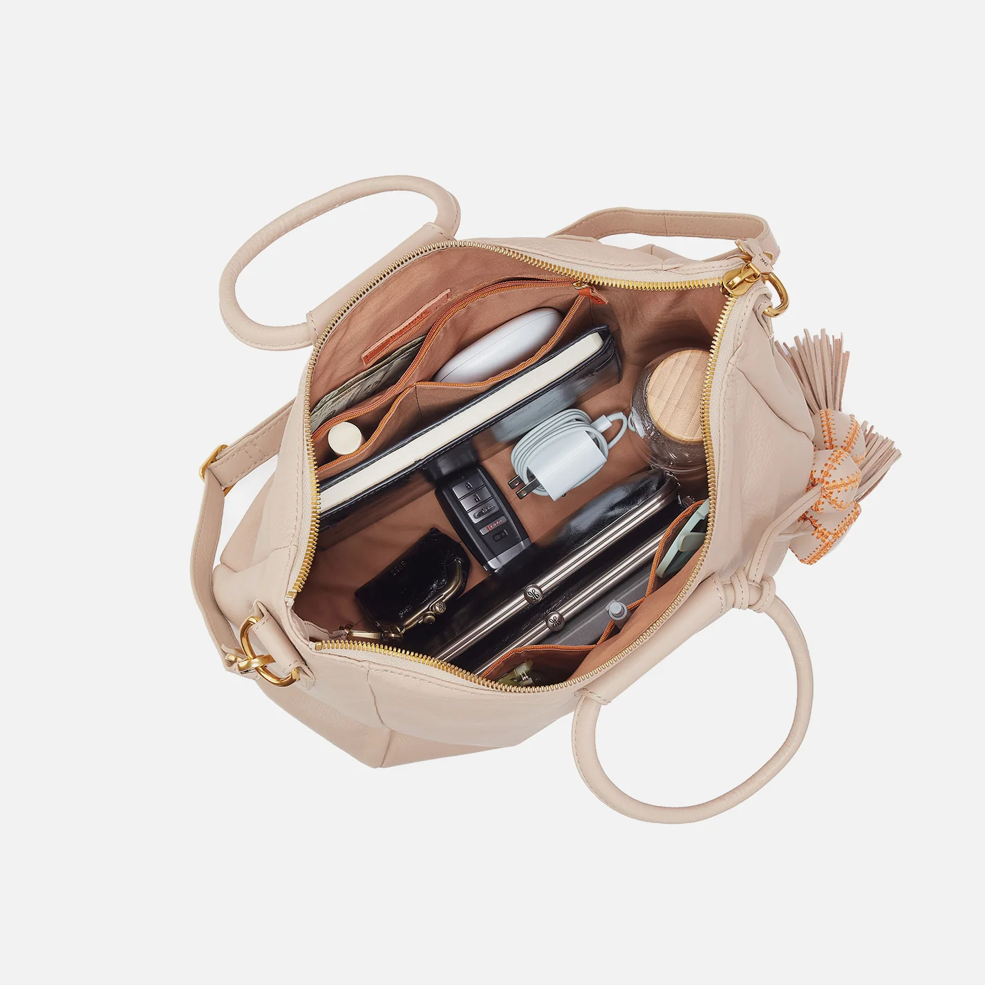 Sheila Large Satchel With Charm In Pebbled Leather - Stonewash - Image 4