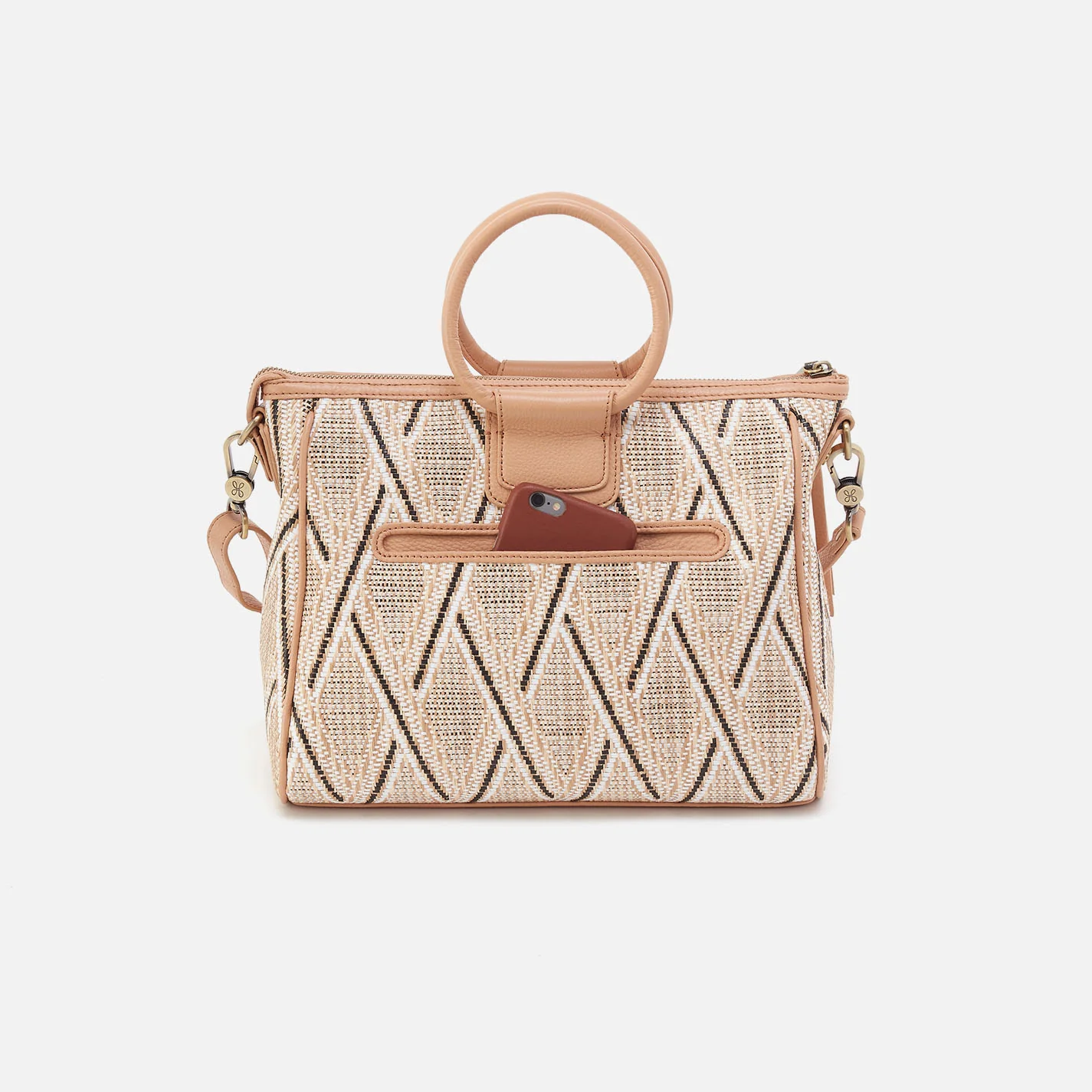 Sheila Medium Satchel In Multi Weave With Leather Trim - Cream Raffia - Image 4