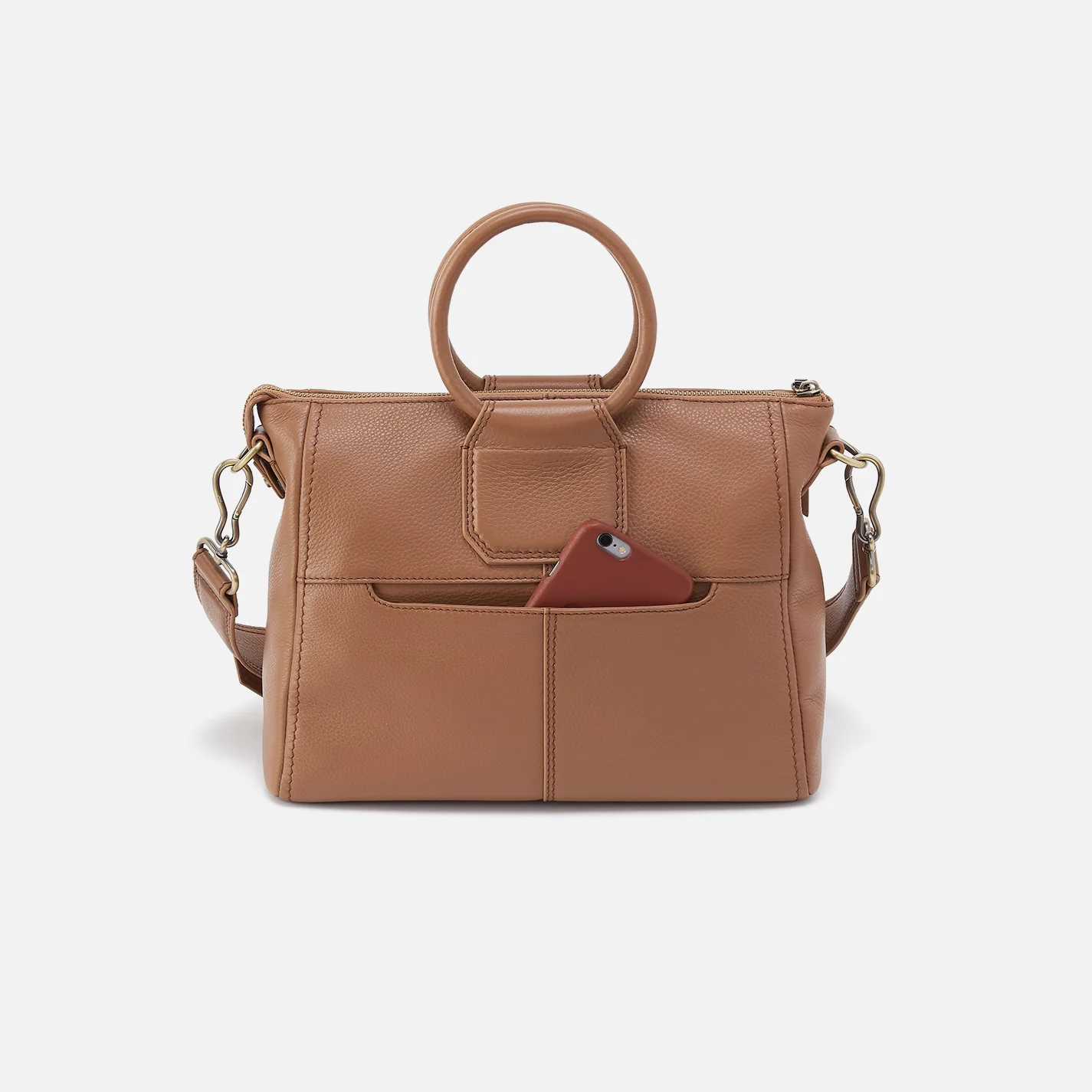 Sheila Medium Satchel In Pebbled Leather - Brown Sugar - Image 5