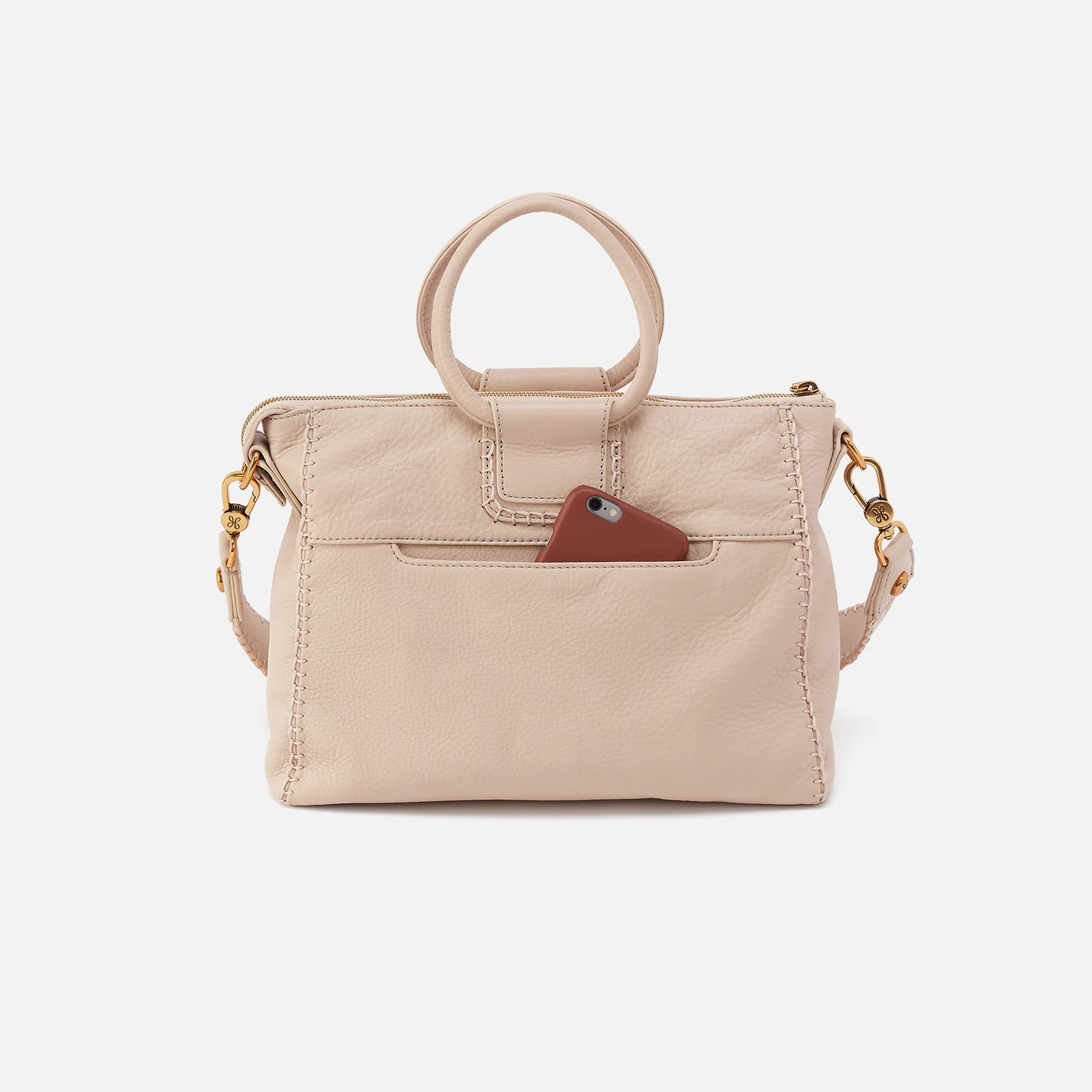 Sheila Medium Satchel With Charm In Pebbled Leather - Stonewash - Image 5