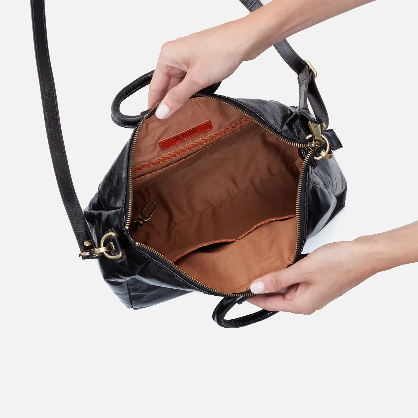 Sheila Medium Satchel In Polished Leather - Black - Image 4