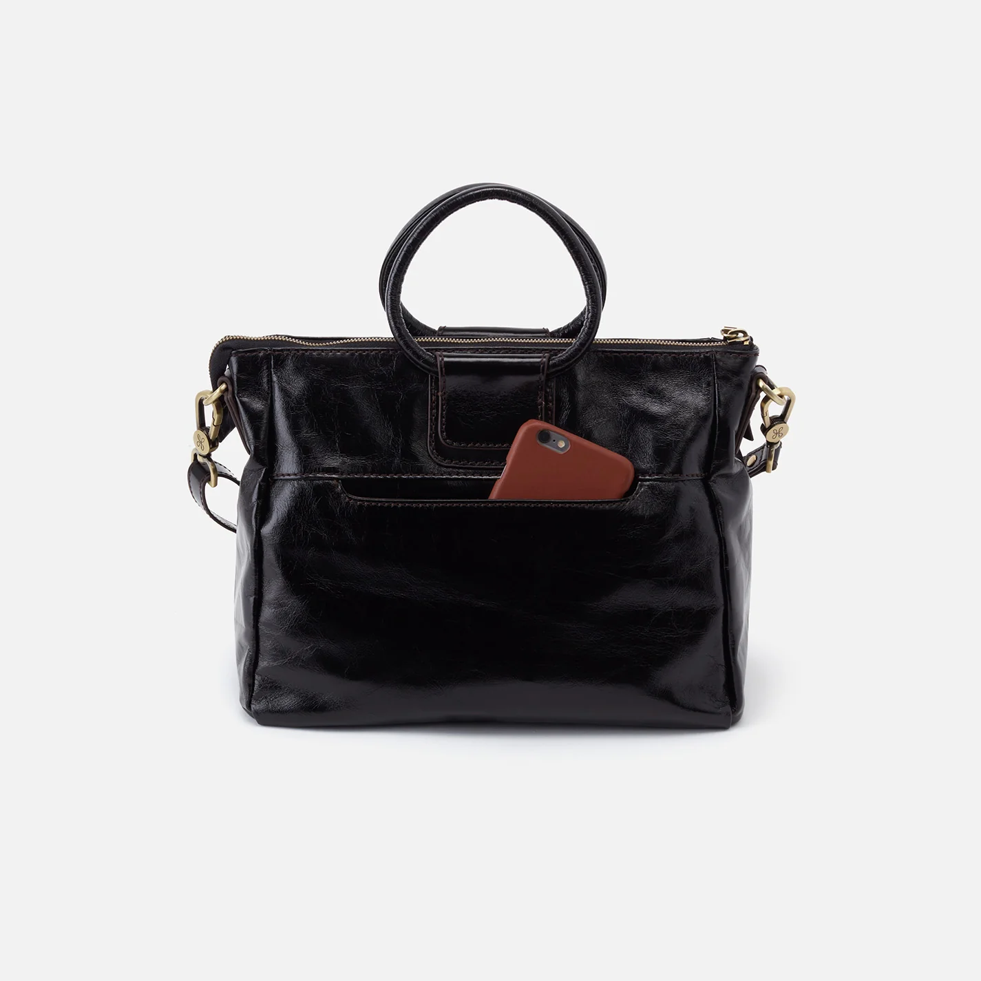 Sheila Medium Satchel In Polished Leather - Black - Image 6