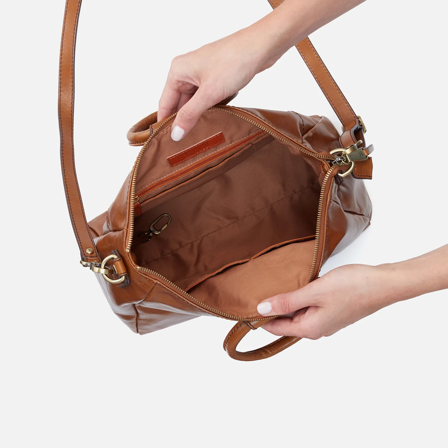 Sheila Medium Satchel In Polished Leather - Truffle - Image 3