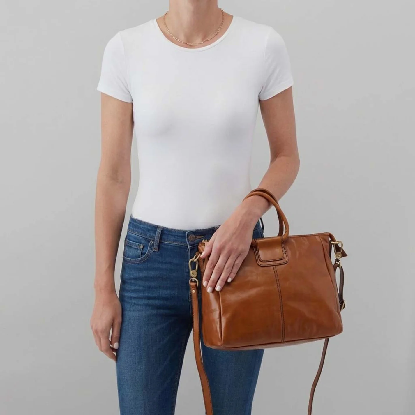 Sheila Medium Satchel In Polished Leather - Truffle - Image 4