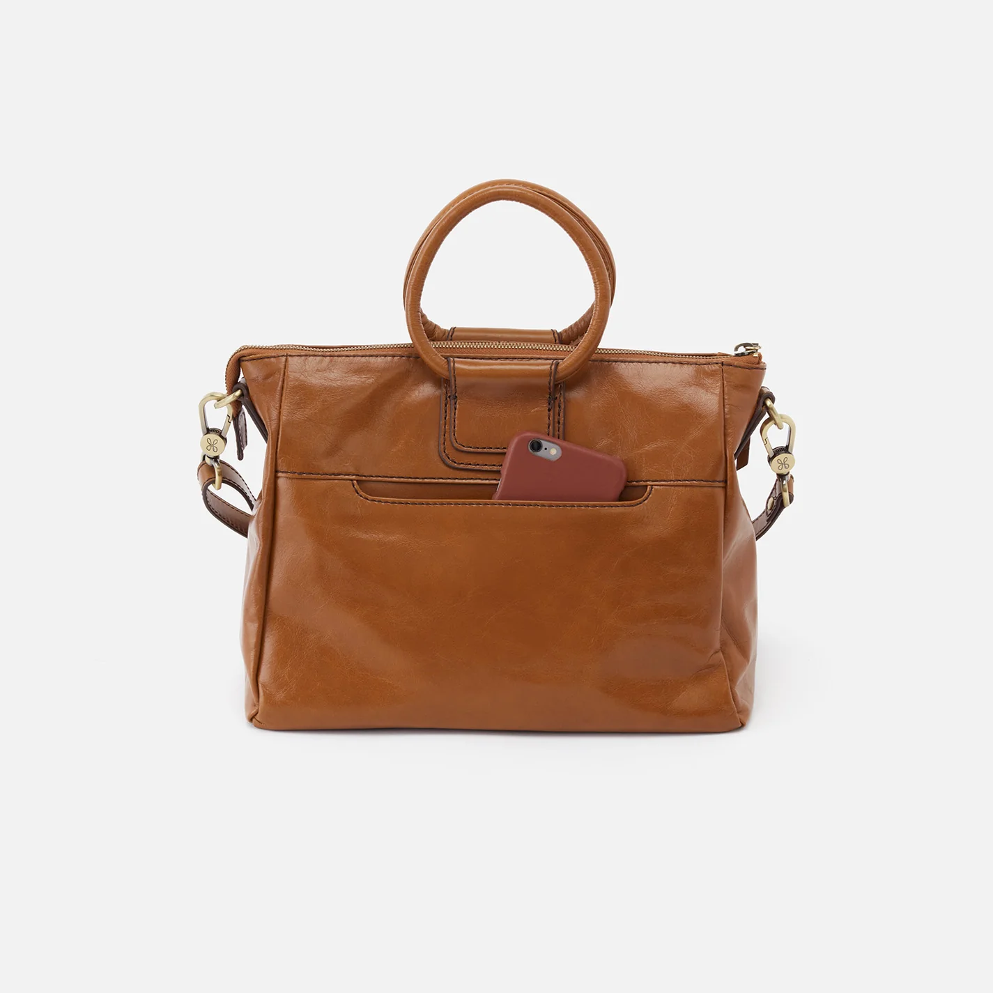 Sheila Medium Satchel In Polished Leather - Truffle - Image 5