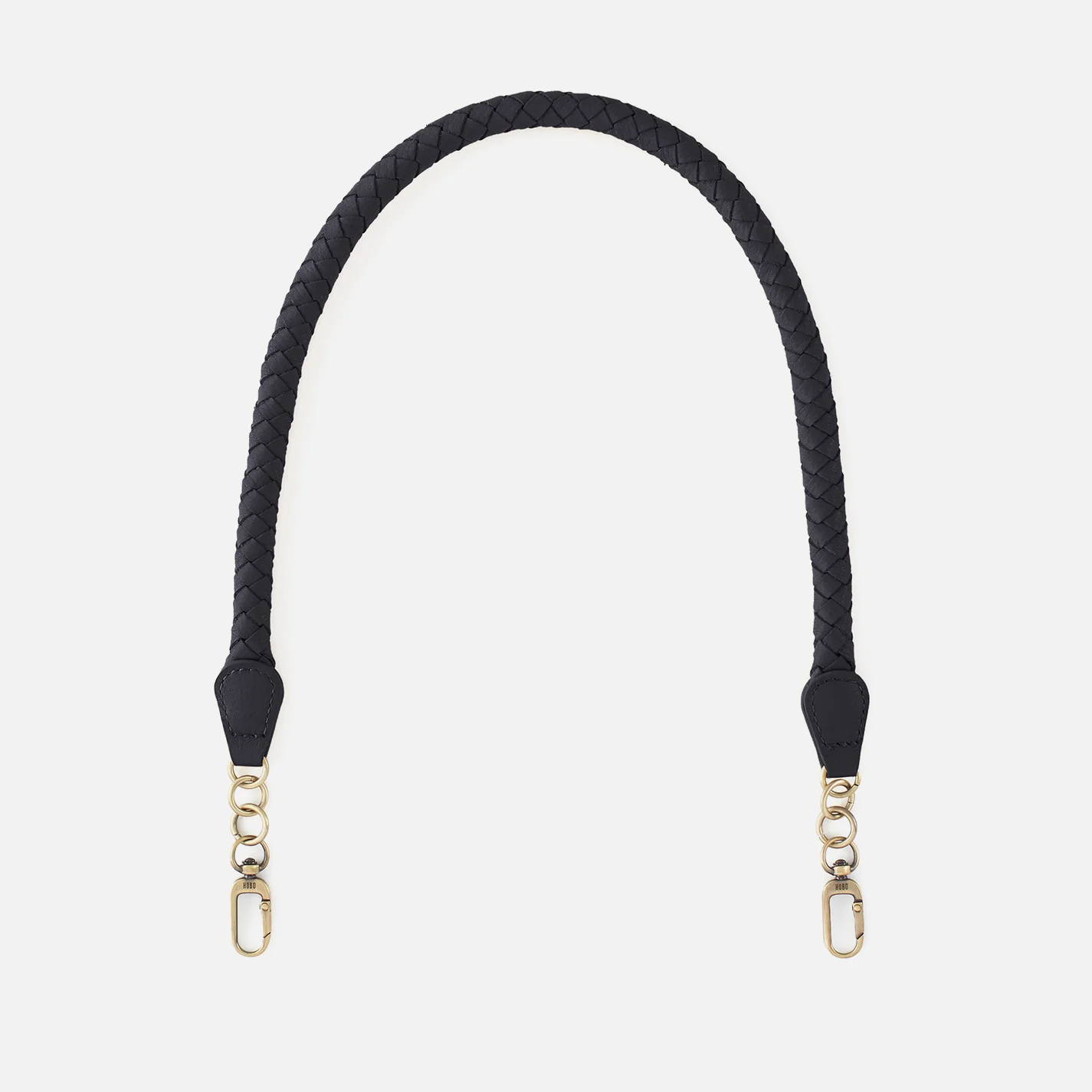 Skinny Braid Strap In Pebbled Leather - Black