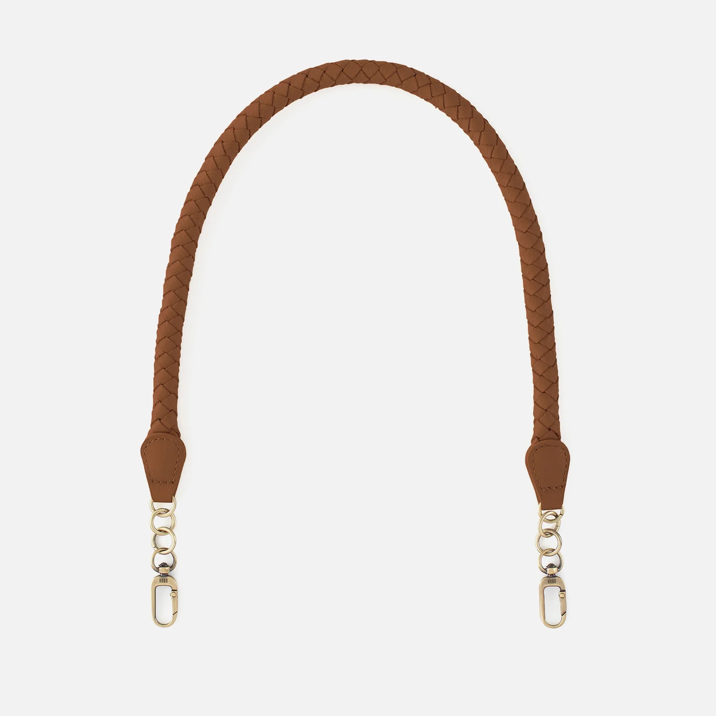 Skinny Braid Strap In Pebbled Leather - Timber Brown