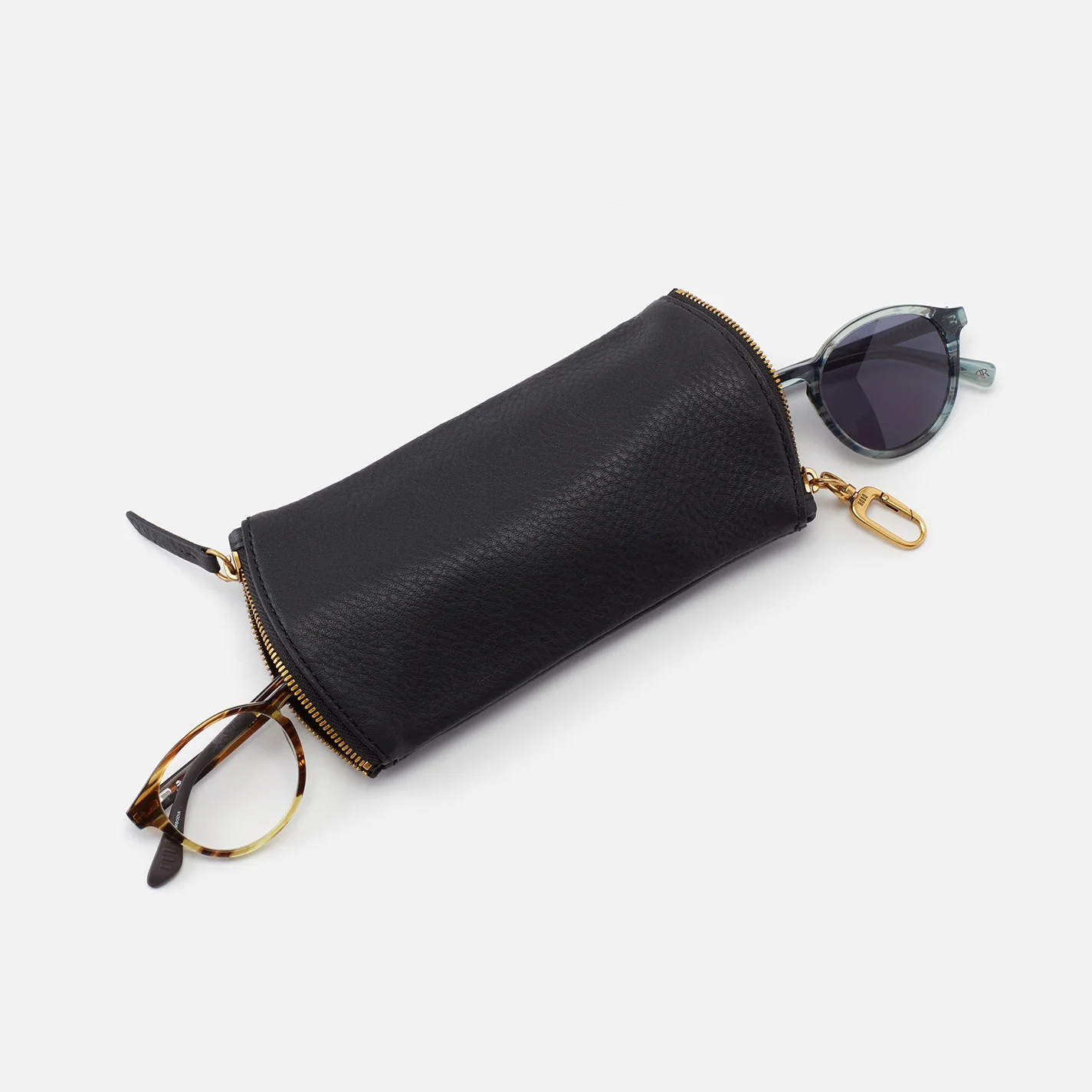 Spark Double Eyeglass Case In Pebbled Leather - Black - Image 3