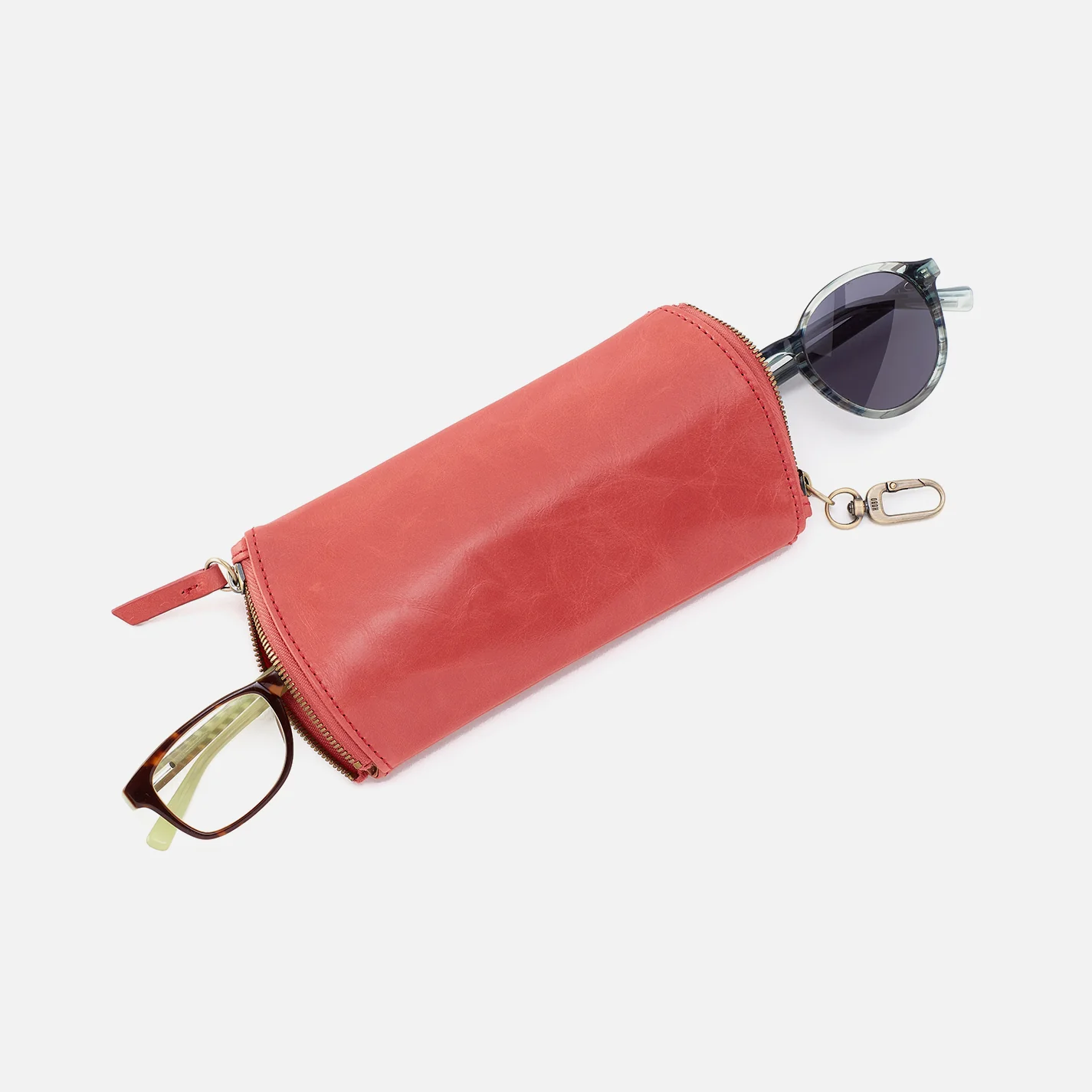 Spark Double Eyeglass Case In Polished Leather - Pink Mirage - Image 2