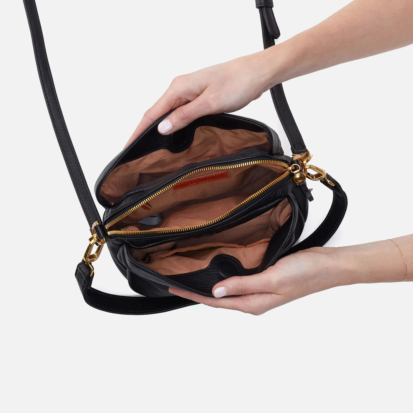 Starr Convertible Shoulder Bag in Pebbled Leather - Black - Image 3
