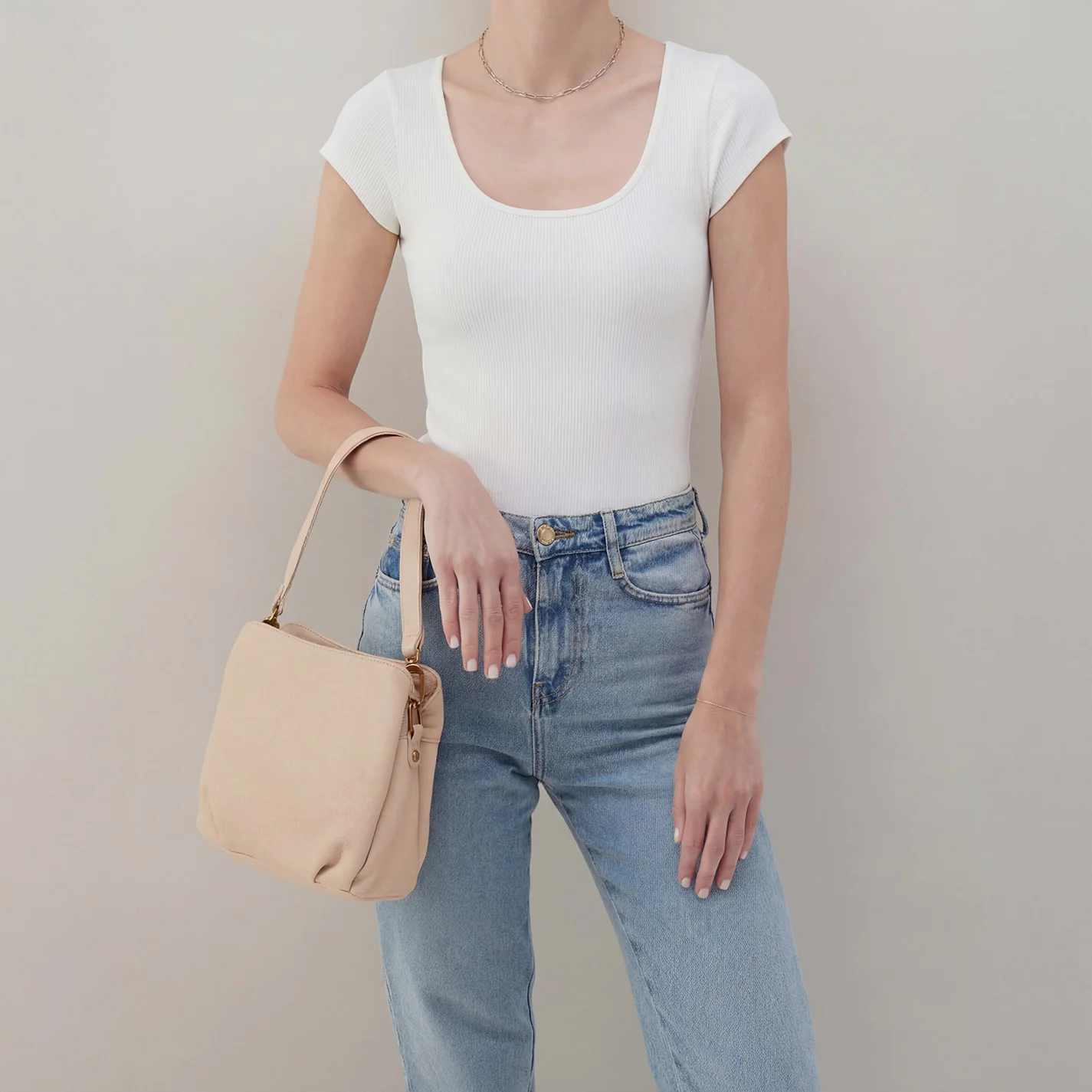 Starr Convertible Shoulder Bag In Pebbled Leather - Stonewash - Image 4