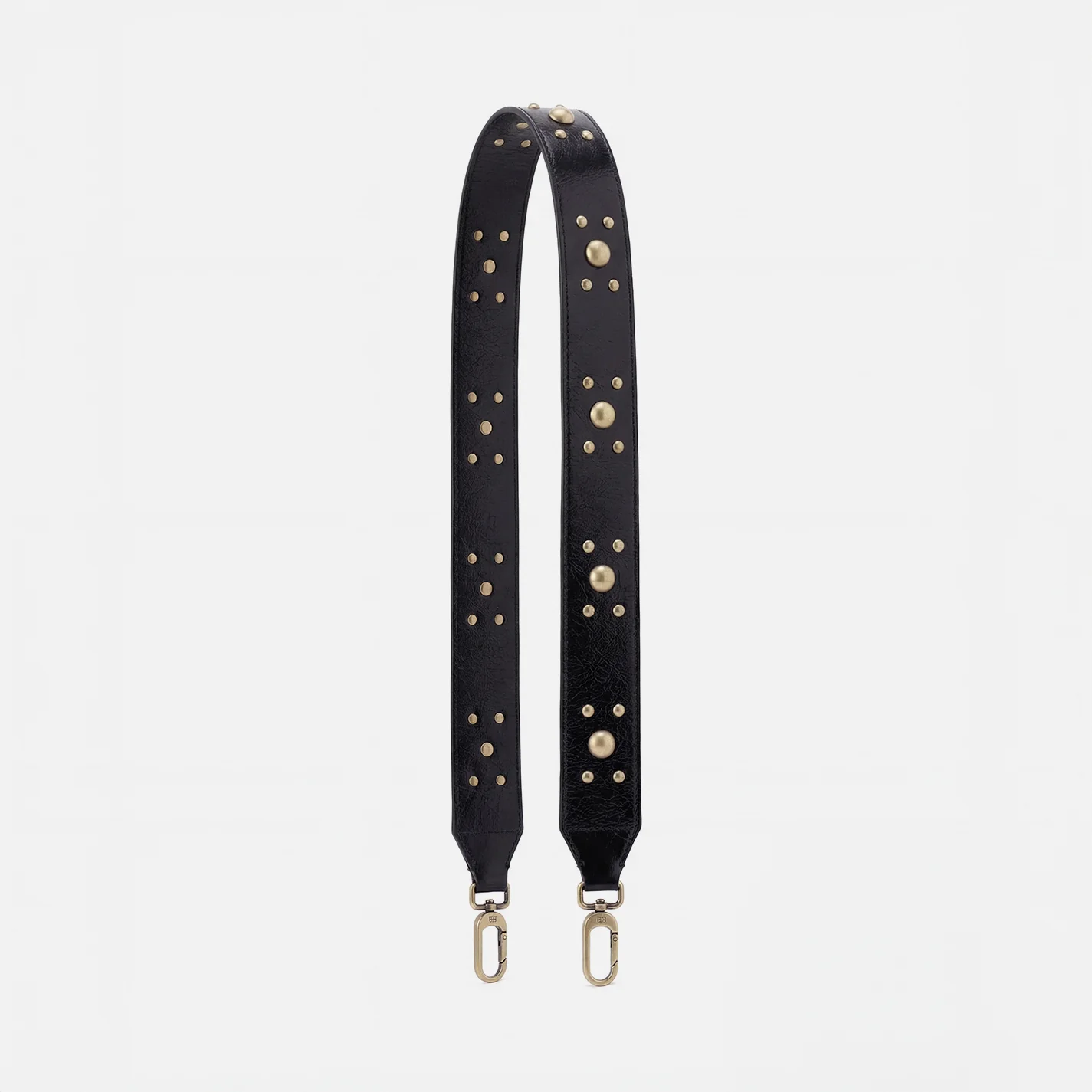 Stud Guitar Strap In Polished Leather - Black - Image 2