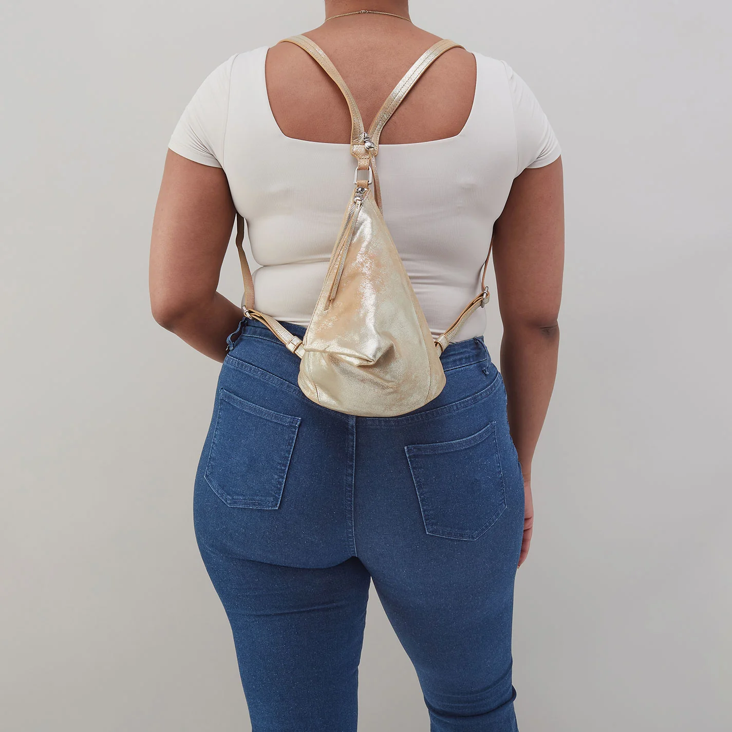 Sway Small Sling In Metallic Leather - Saddle Stardust - Image 5