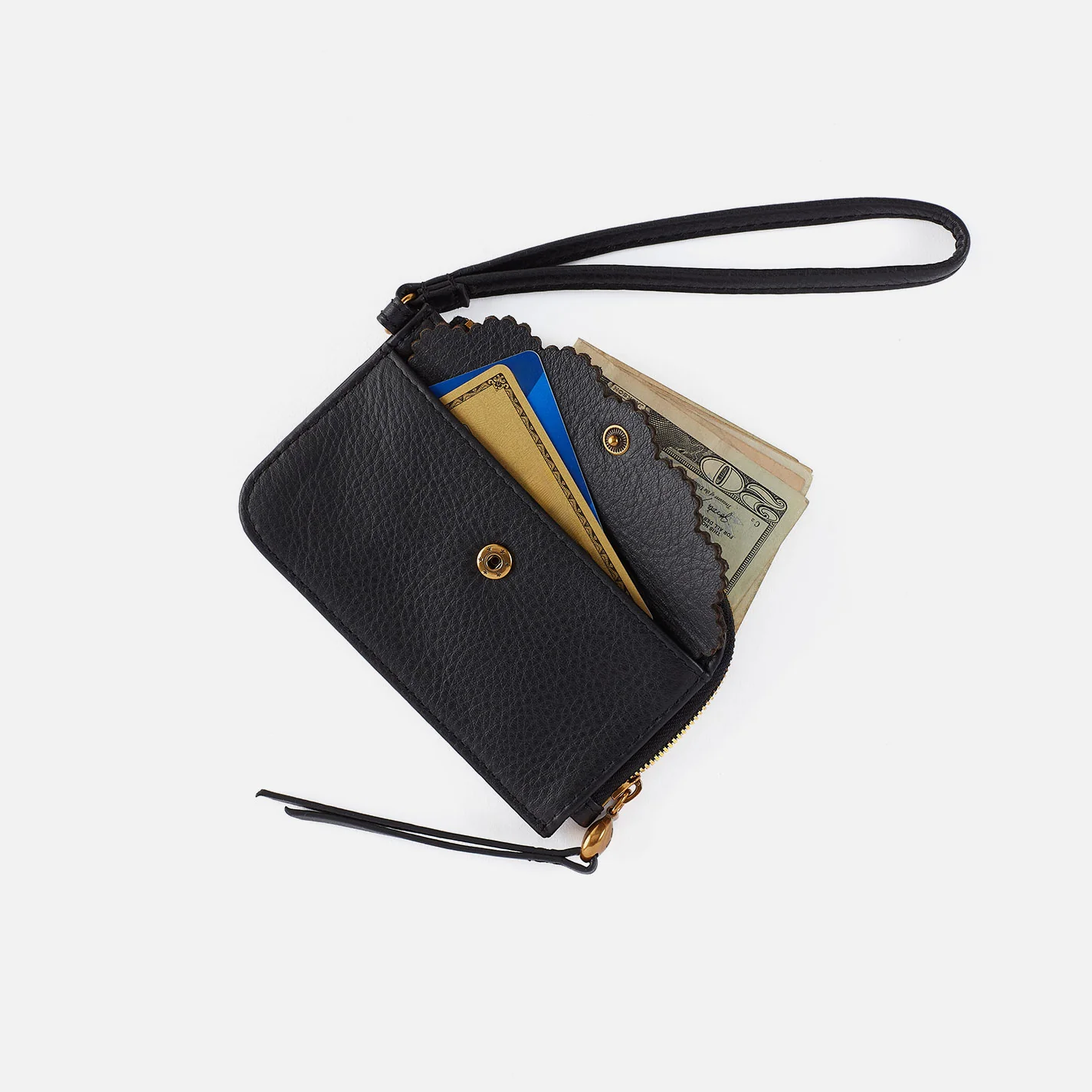 Tabby Card Wristlet In Pebbled Leather - Warm Honey - Image 3