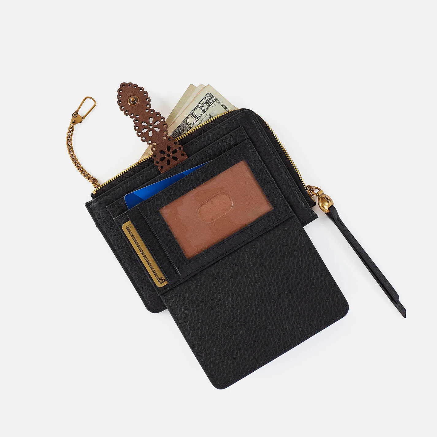 Tabby Zip Medium Wallet In Pebbled Leather - Black - Image 2