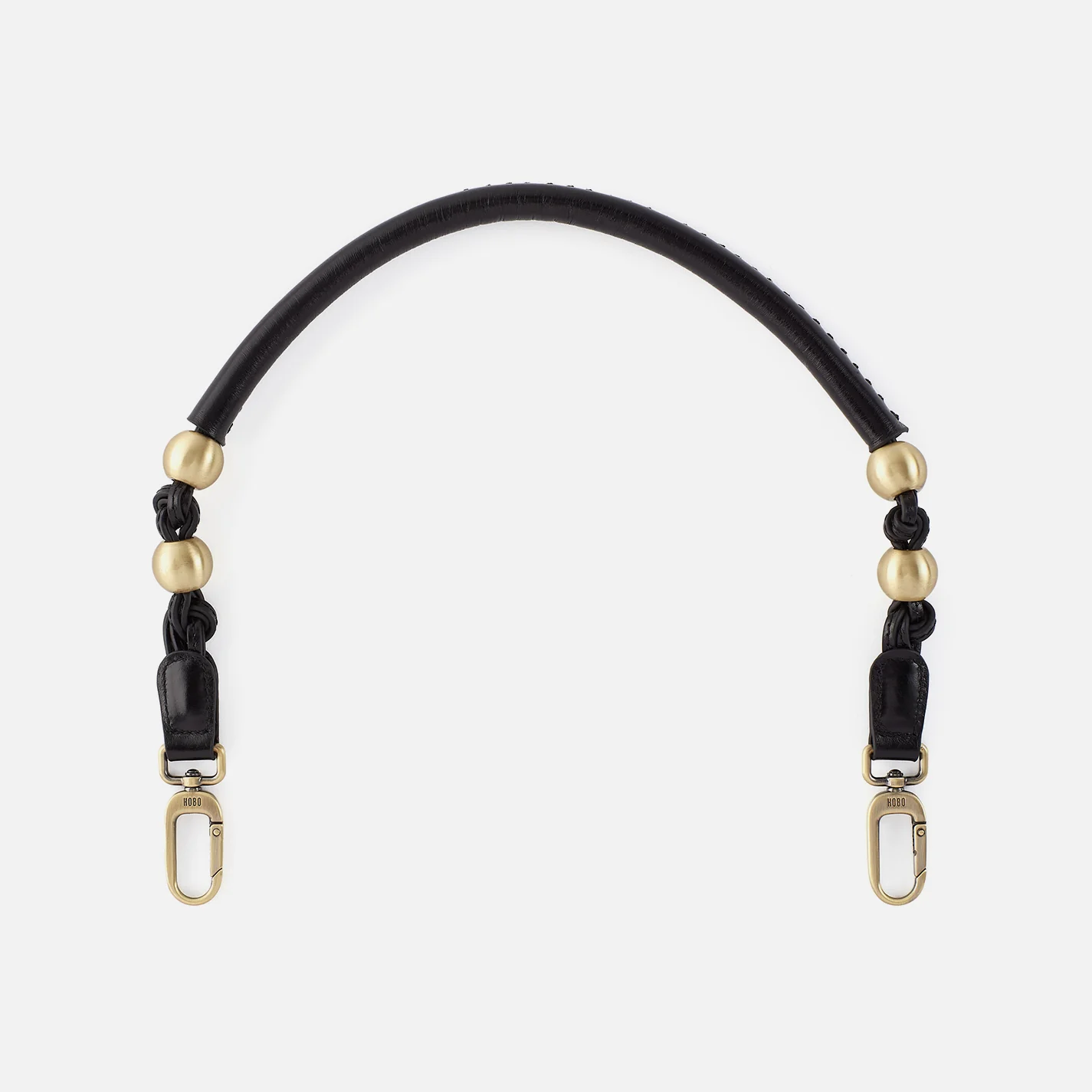 Tamborine Strap In Polished Leather - Black