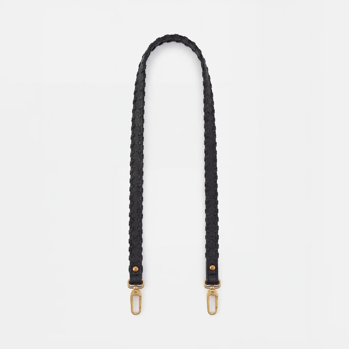 Thin Braided Strap In Pebbled Leather - Black - Image 3