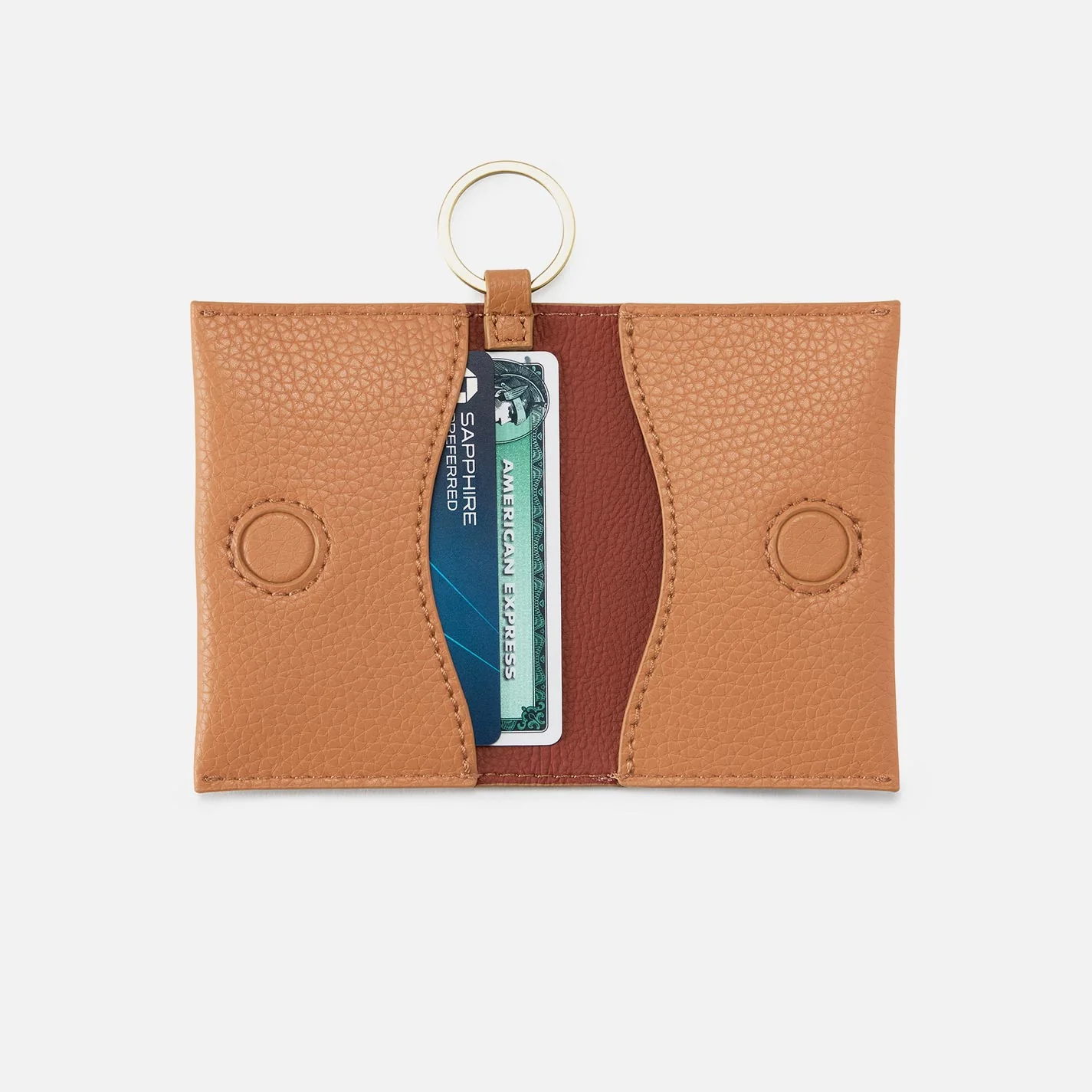 Vida Card Case In Micro Pebbled Leather - Biscuit - Image 2