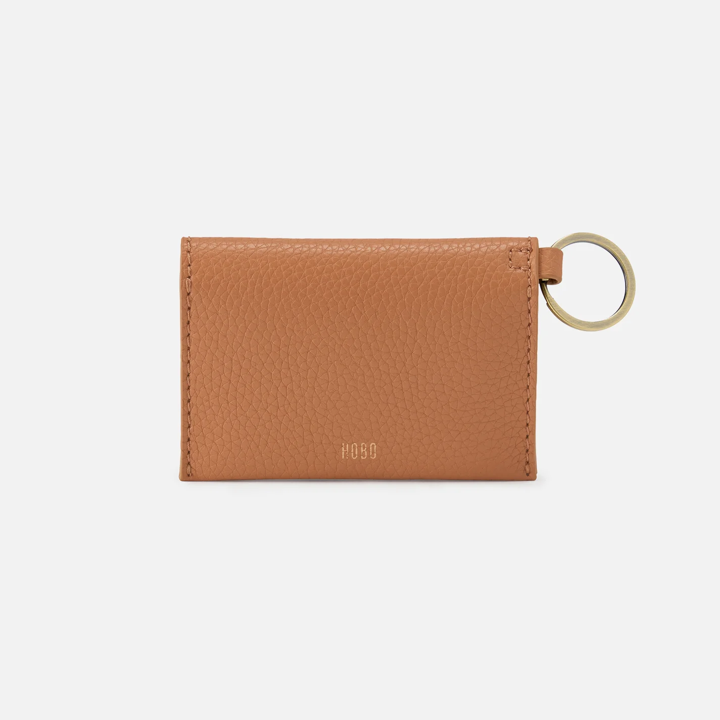 Vida Card Case In Micro Pebbled Leather - Biscuit - Image 3