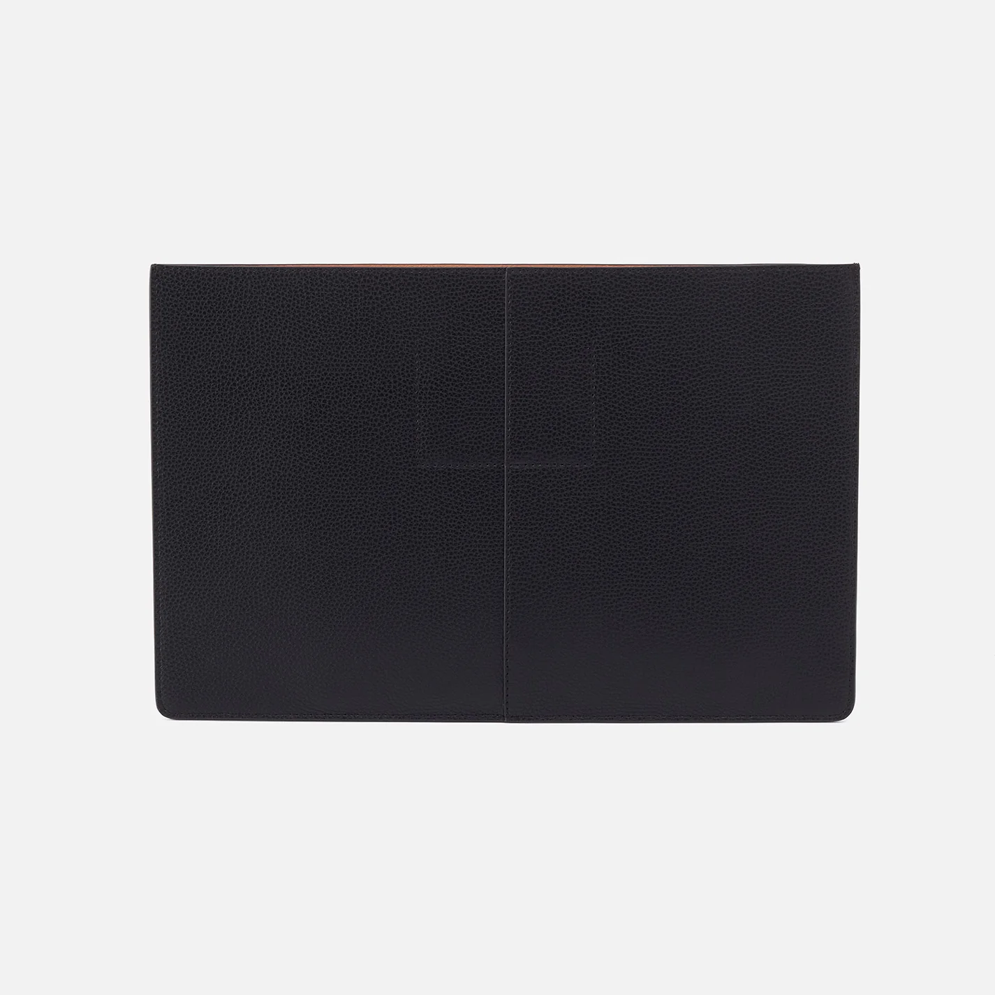 Vida Large Laptop Sleeve in Micro Pebbled Leather - Black - Image 3