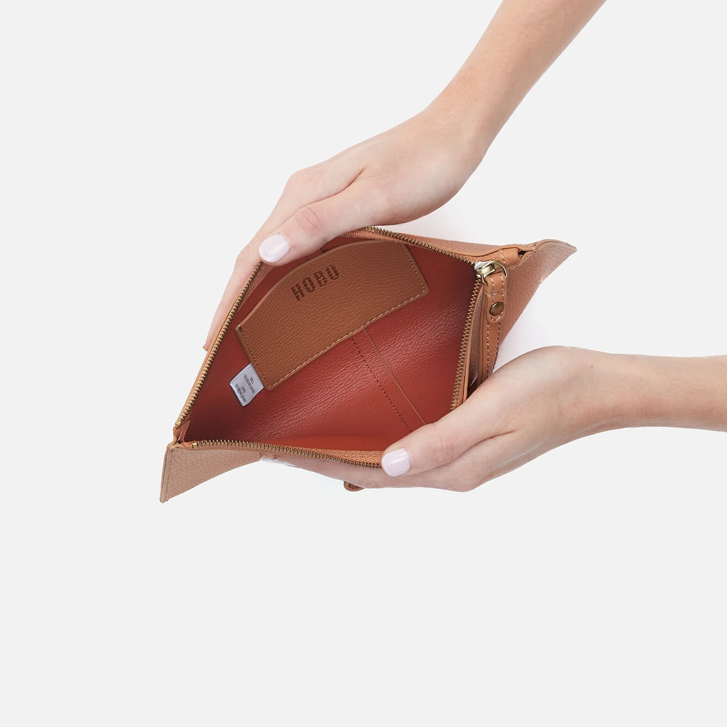 Vida Large Pouch in Micro Pebbled Leather - Biscuit - Image 4