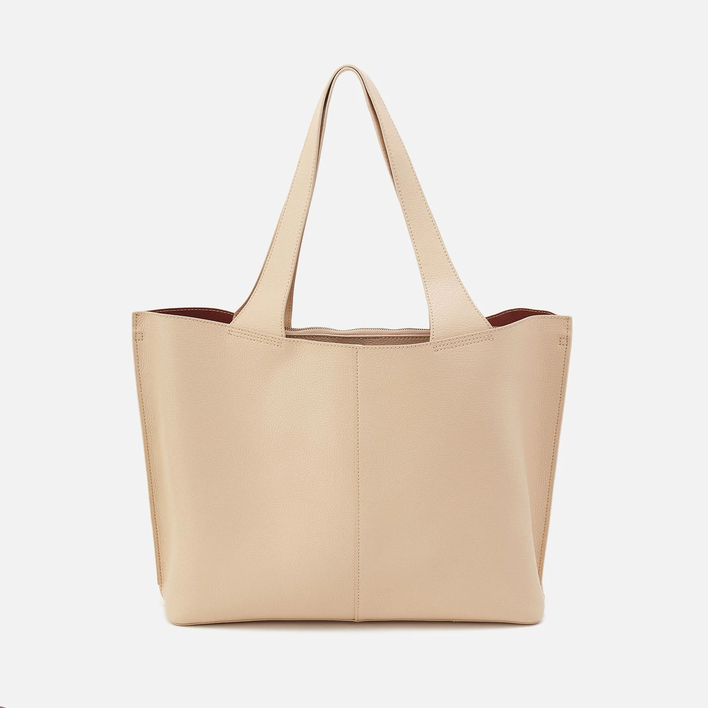 Vida Large Tote In Micro Pebbled Leather - Almond