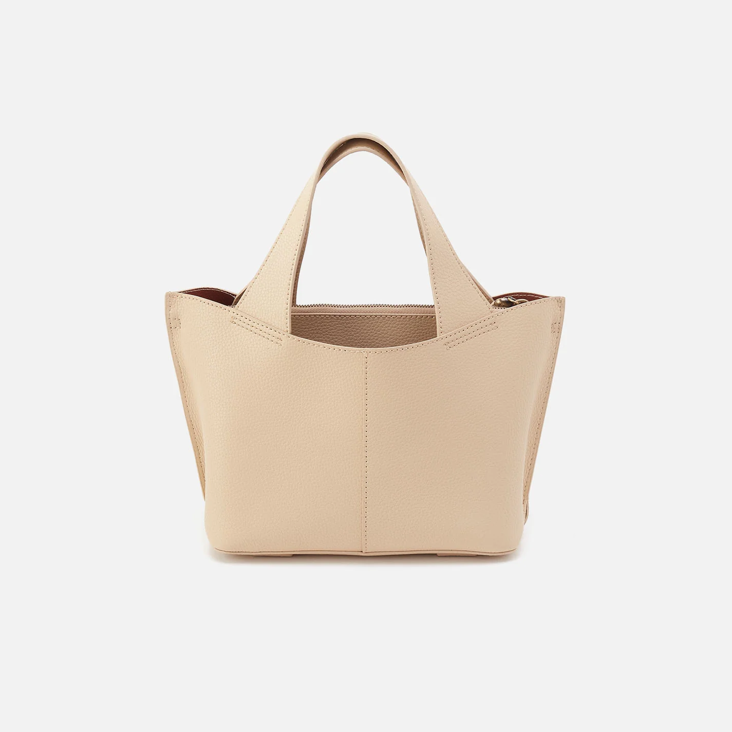 Vida Small Tote In Micro Pebbled Leather - Almond - Image 5