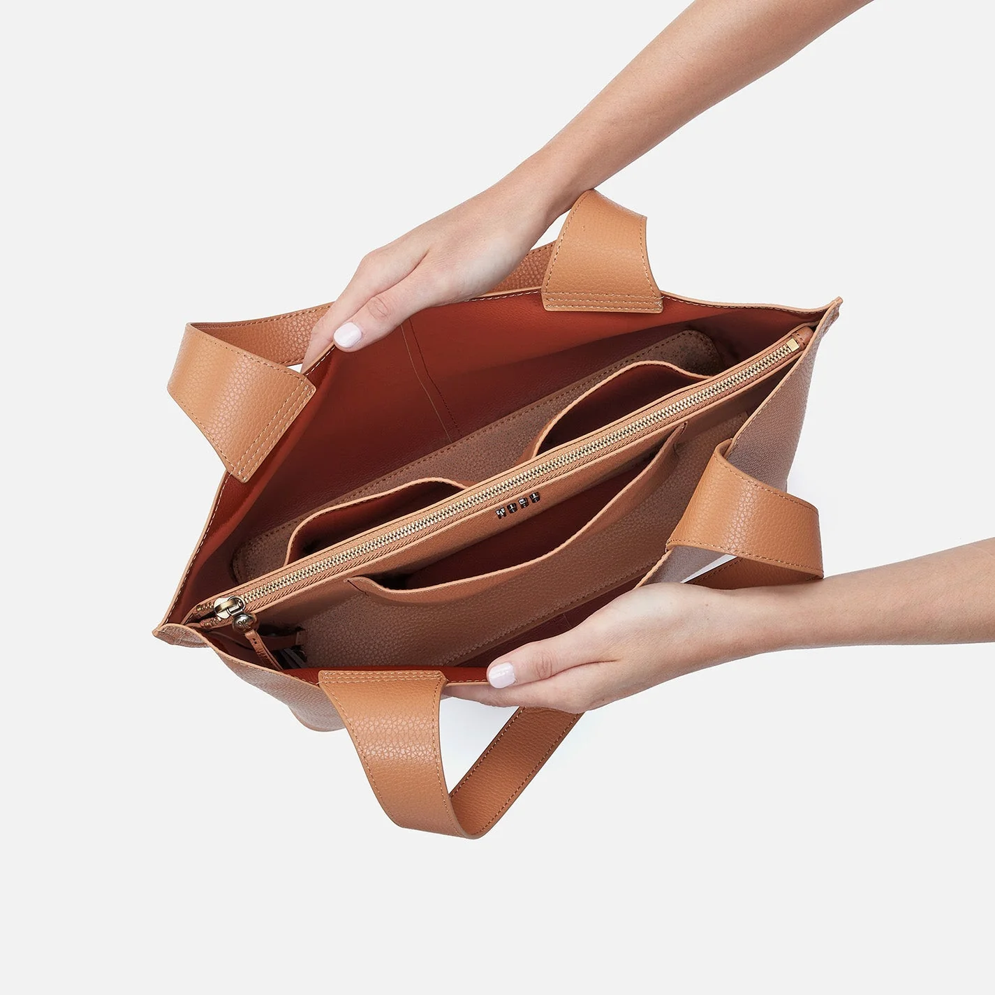 Vida Tote In Micro Pebbled Leather - Biscuit - Image 4