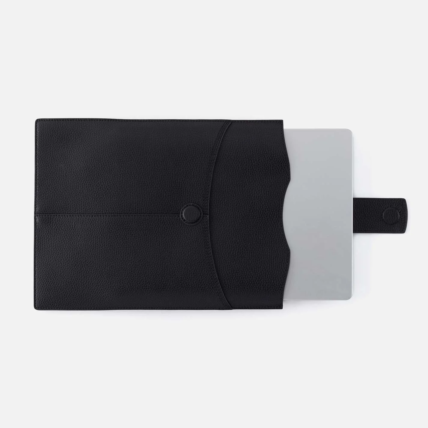 Vida Vertical Laptop In Micro Pebbled Leather - Black - Image 2