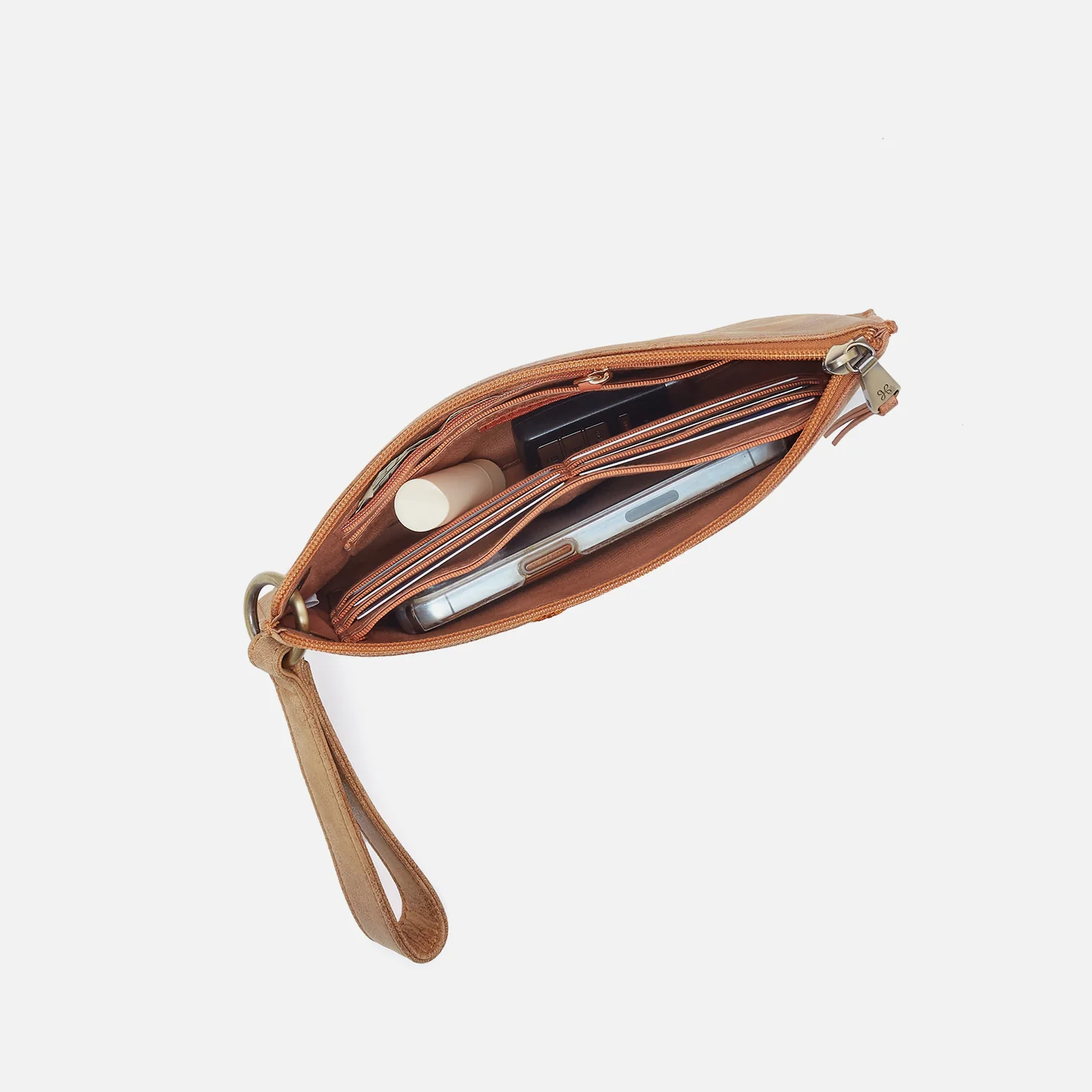 Vida Wristlet In Buffed Leather - Whiskey - Image 3