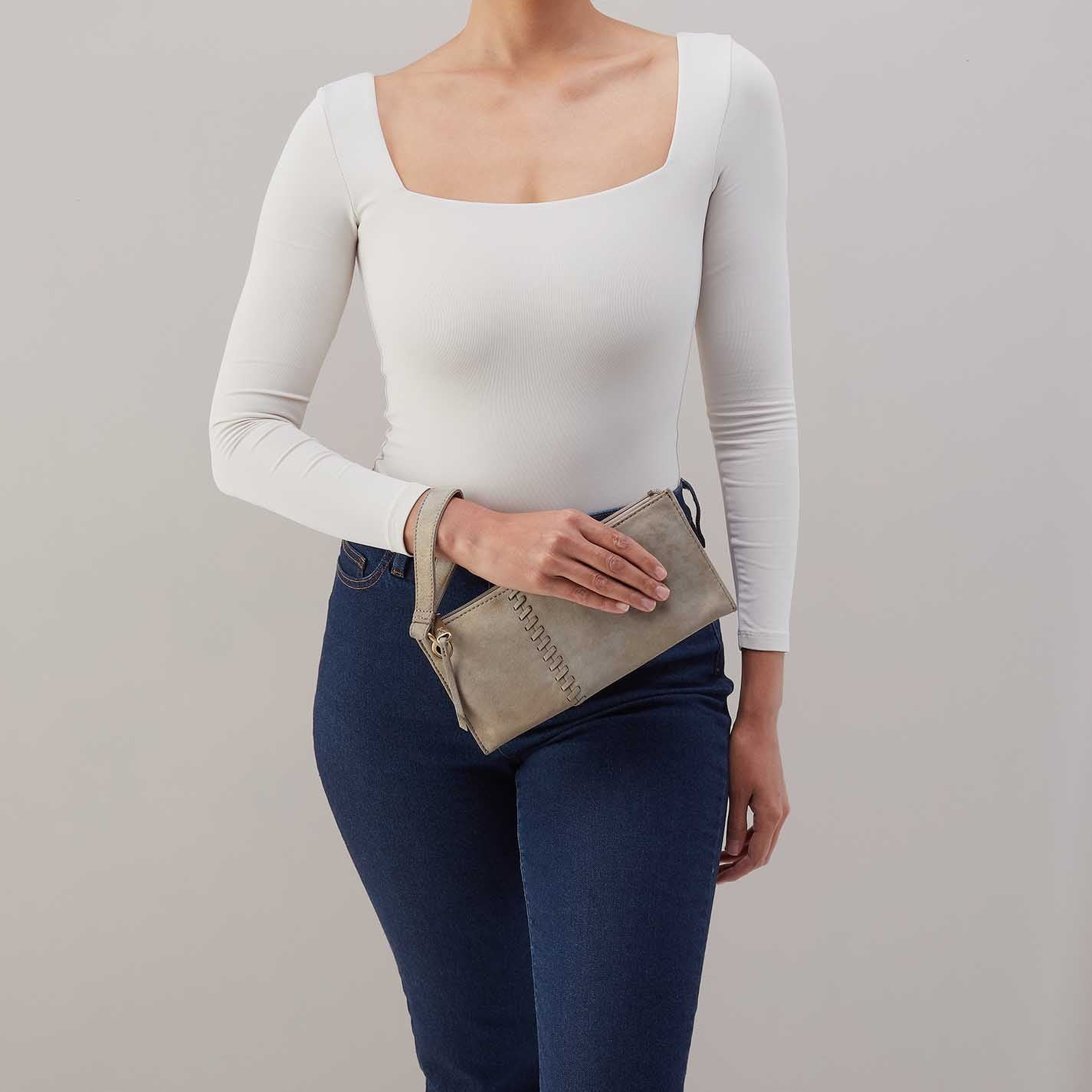 Vida Wristlet in Nubuck Leather - Golden Granite - Image 2