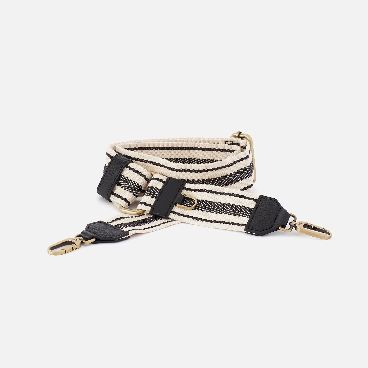Webbing Guitar Strap In Pebbled Leather - Black