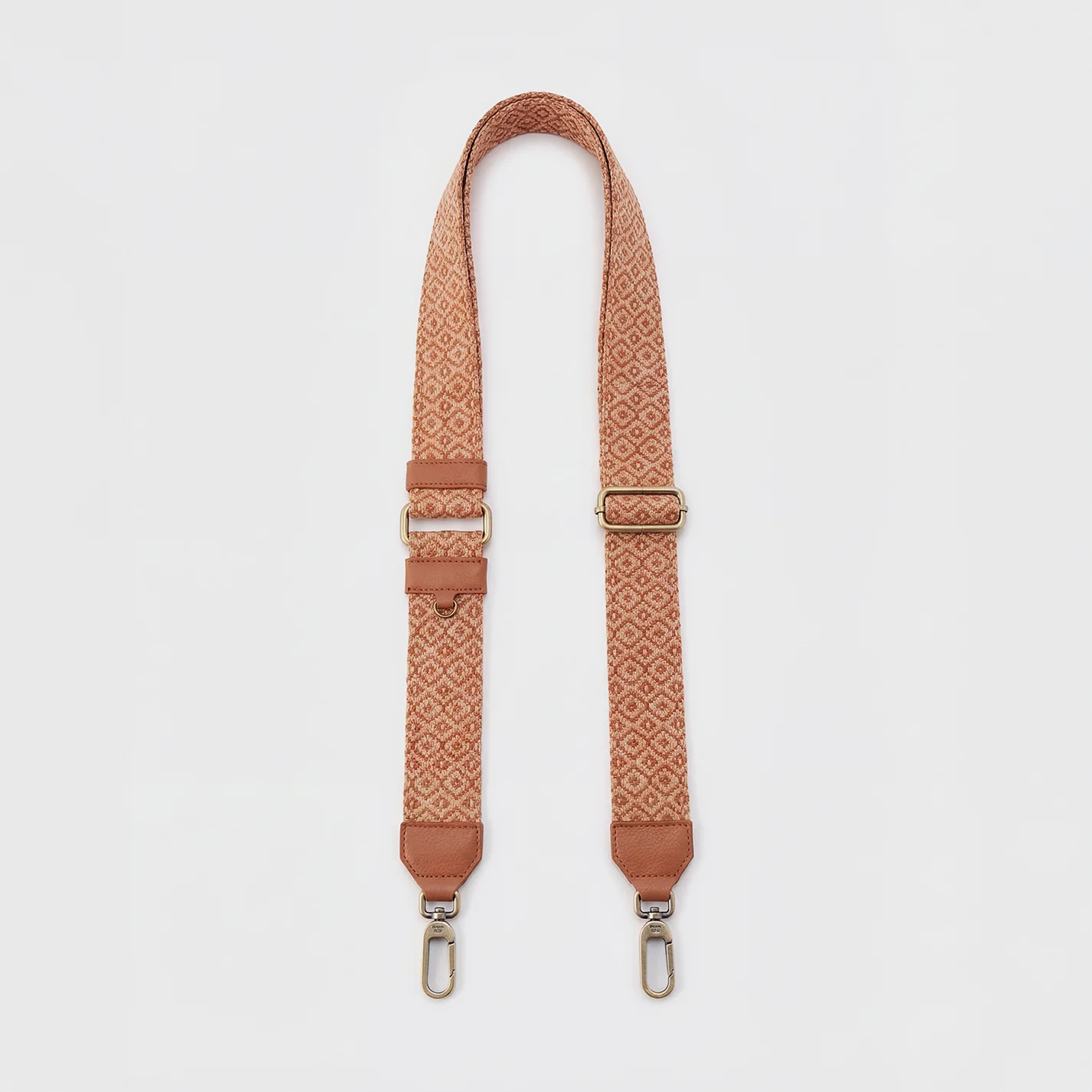 Webbing Strap In Webbing Fabric With Pebbled Leather Trim - Desert Sun - Image 3