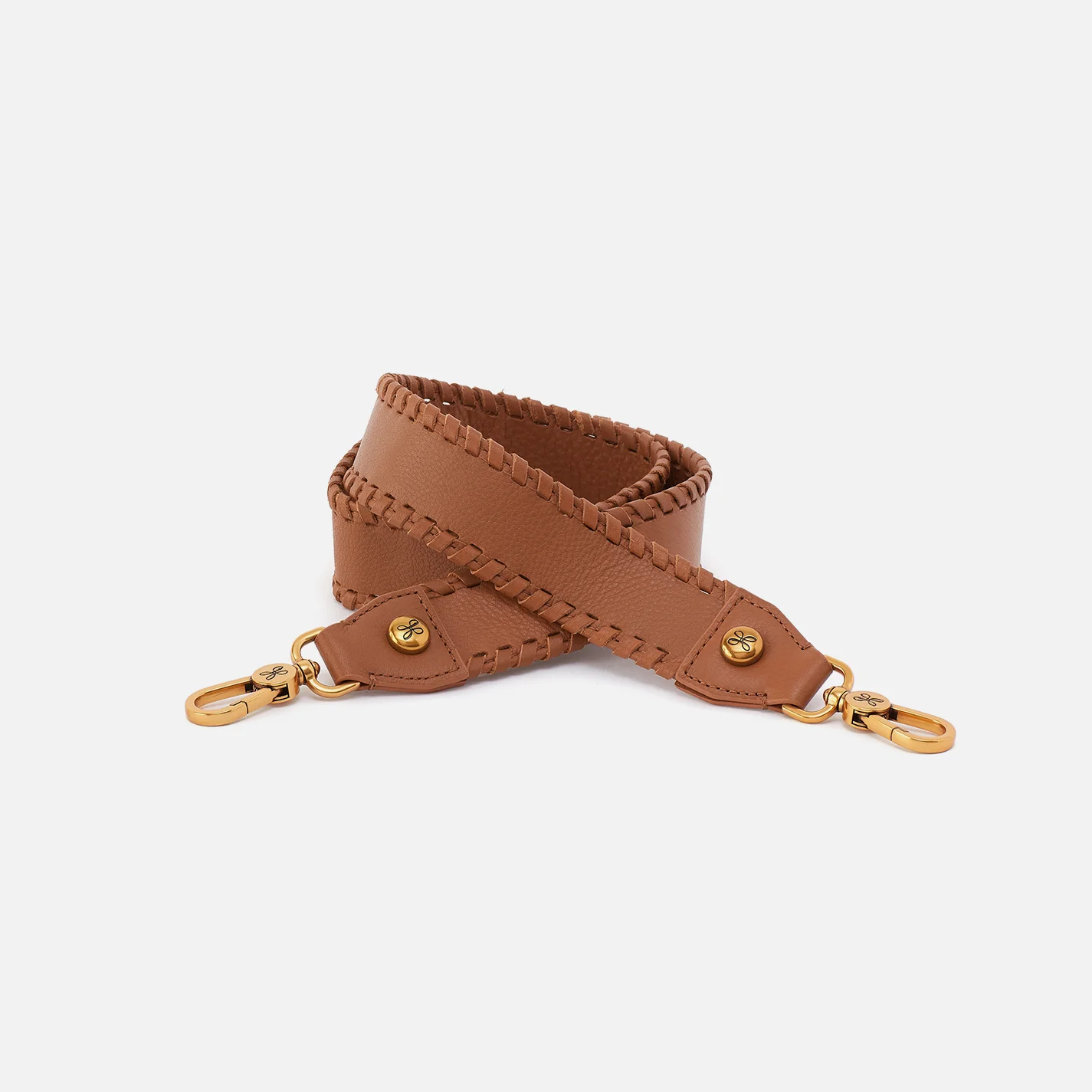 Whipstitch Guitar Strap in Pebbled Leather - Warm Honey